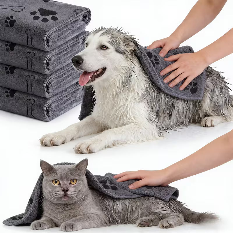 6-Pack Super Absorbent Microfiber Pet Towels – Quick-Dry Dog & Cat Bath Towels