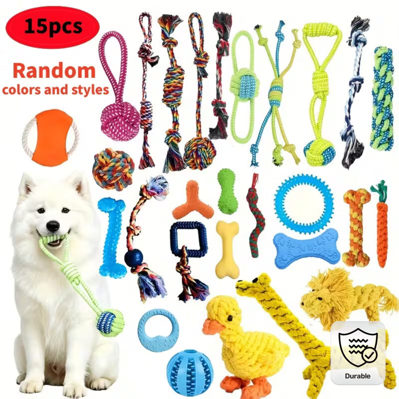 15 Pack Rope Dog Chew Toys for Small & Medium Dogs