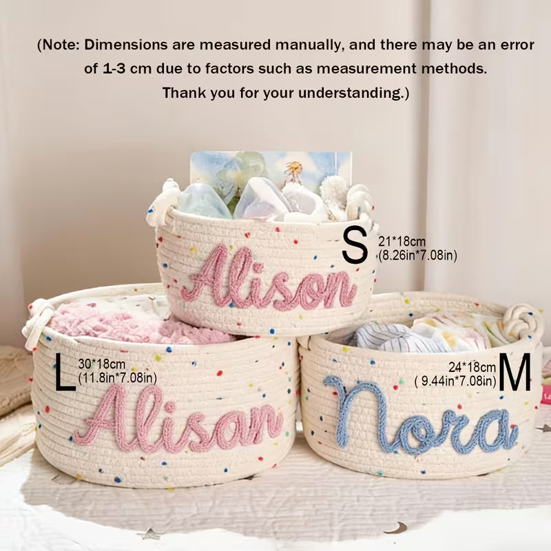 Personalized Name Storage Basket – Colorful Polka Dot