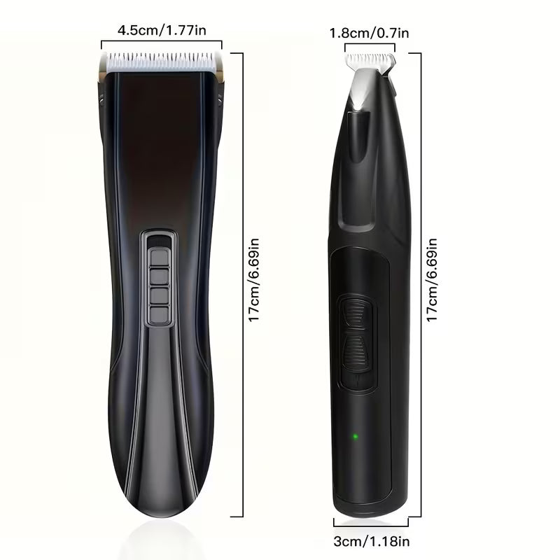 2-in-1 Dog Clippers – Low Noise Grooming Trimmer with LED Light