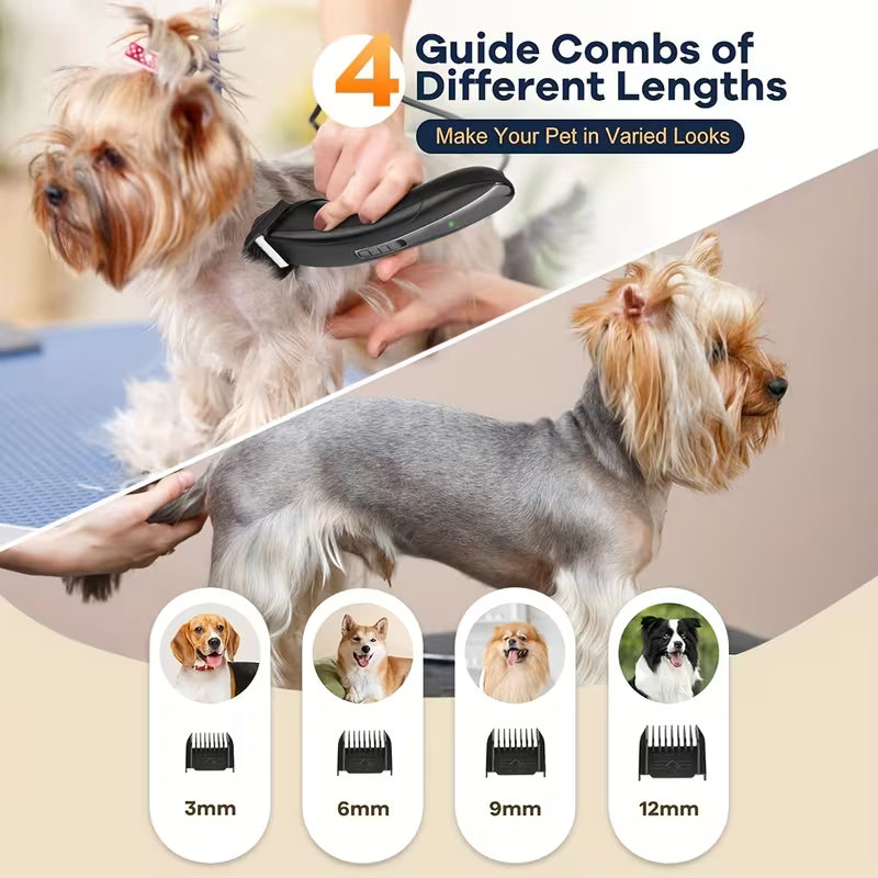 2-in-1 Dog Clippers – Low Noise Grooming Trimmer with LED Light