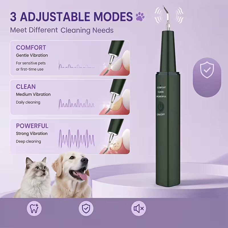 Pet Teeth Cleaner, Electric Teeth Cleaner with 3 Cleaning Modes, Metal Teeth Cleaner, Pet Oral Care, Dog Teeth Care Tool, Pet Teeth Cleaning Kit