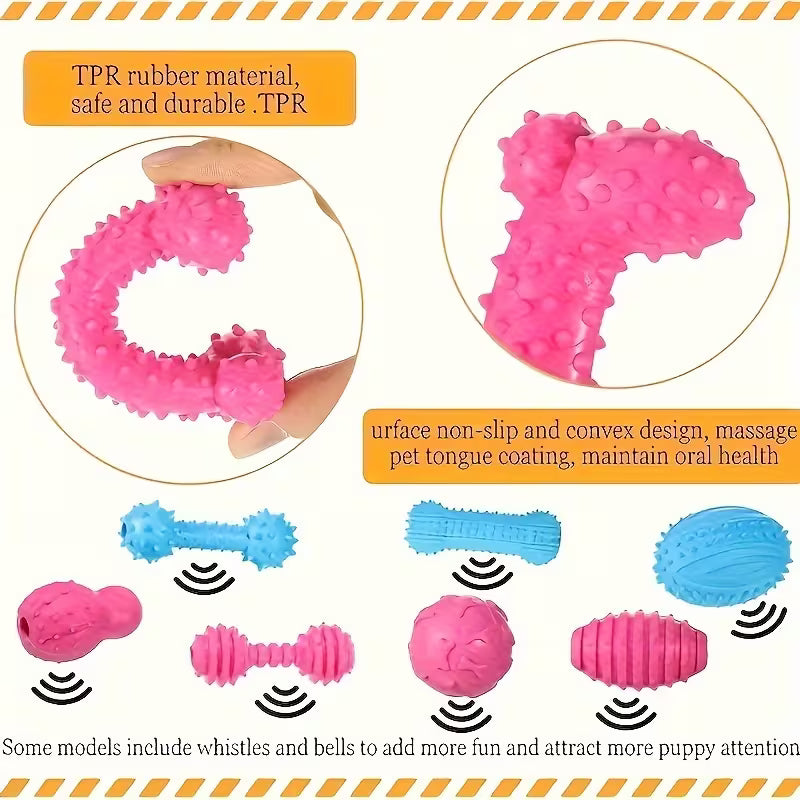 8 Pack Squeaky Dental Dog Toys for Small Dogs