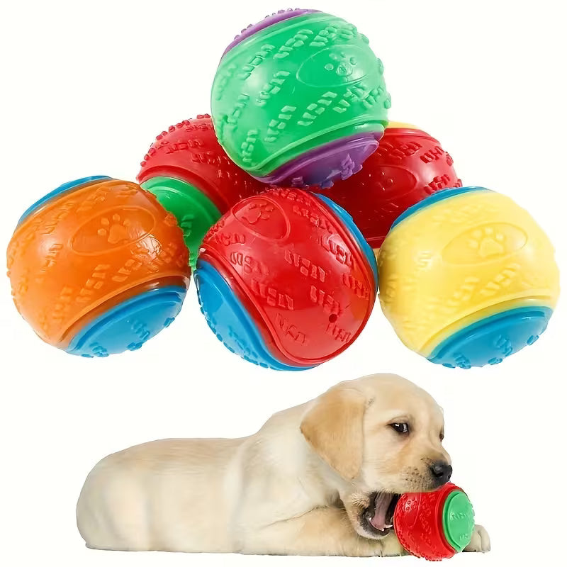6 Pack Squeaky Dog Balls – Bouncy & Durable
