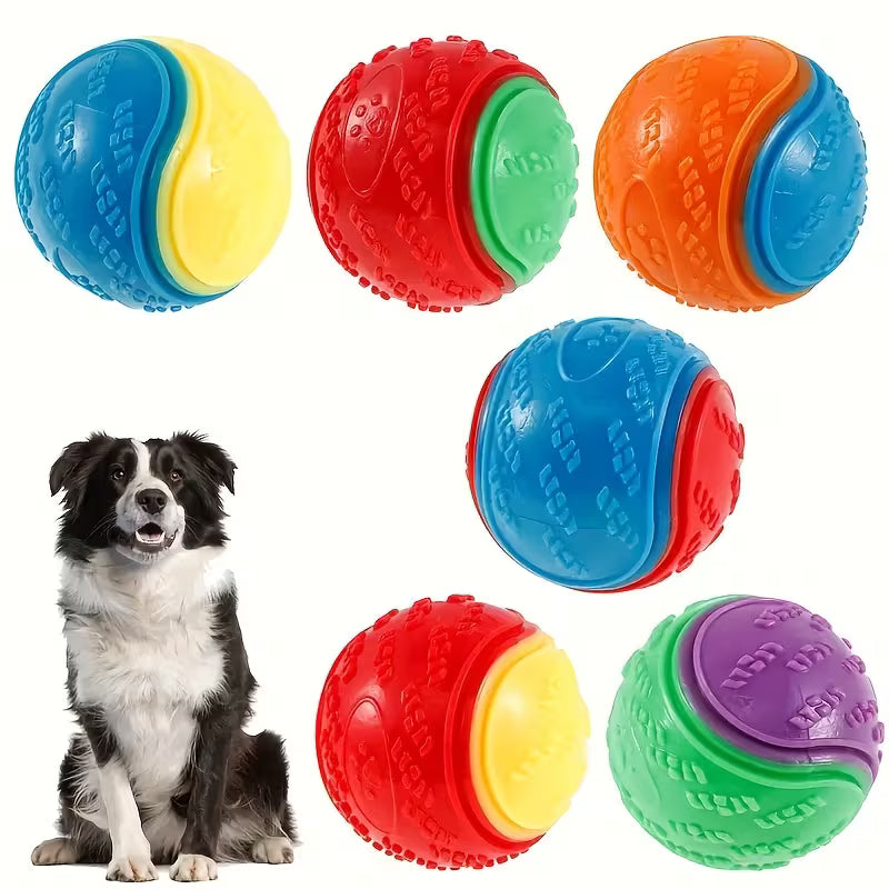 6 Pack Squeaky Dog Balls – Bouncy & Durable