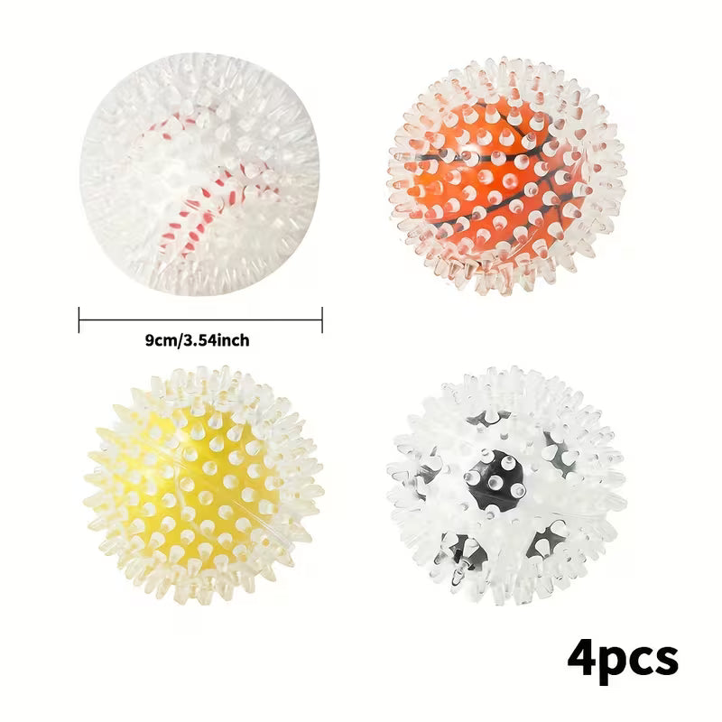 4 Pack Spiky Dental Dog Balls – Chew & Training