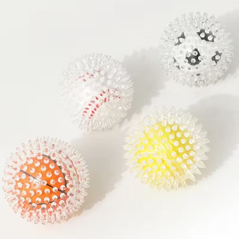 4 Pack Spiky Dental Dog Balls – Chew & Training
