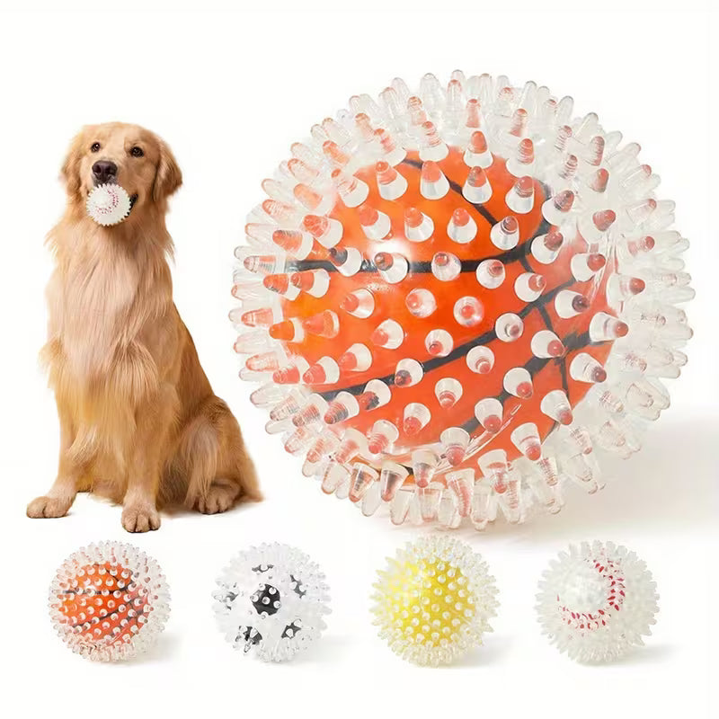 4 Pack Spiky Dental Dog Balls – Chew & Training
