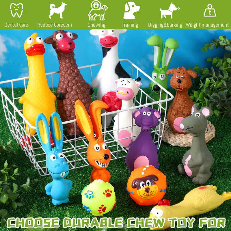 20 Pack Squeaky Latex Dog Toys for All Breeds