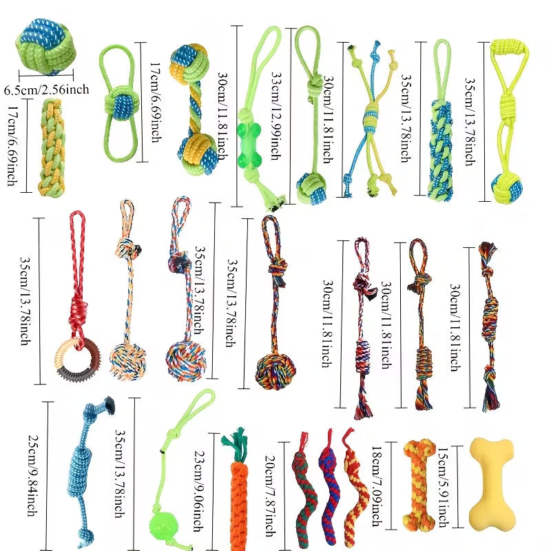 15 Pack Rope Dog Chew Toys for Small & Medium Dogs