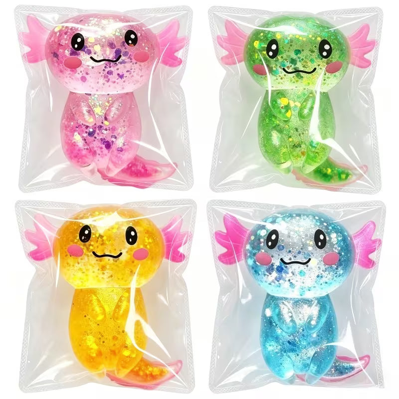 4pcs Axolotl Squishy Squeeze Toy – Sensory Stress Relief Toy for Kids