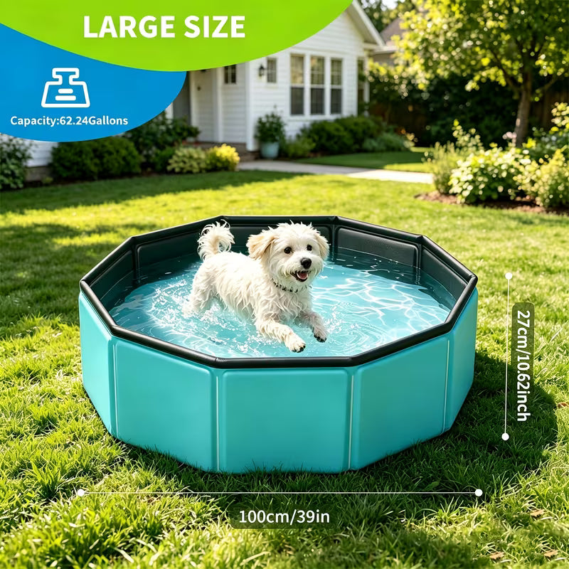 Swimming Pool And Collapsible Dog Pool, Portable Foldable Anti-Slip Leakproof PVC Pet Swimming Tub, Outdoor Yard Summer Water Play Pool, for Small Dogs, Family Backyard Cooling Wading Pool Easy Setup