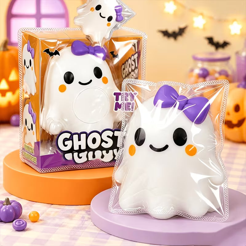 Extra Large Halloween Ghost Fidget Toy – Cute Smiling Ghost Stress Ball