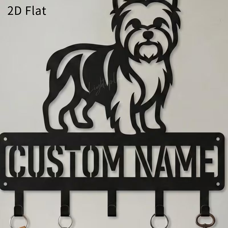 Custom Yorkshire Terrier Metal Wall Art with Key Hooks