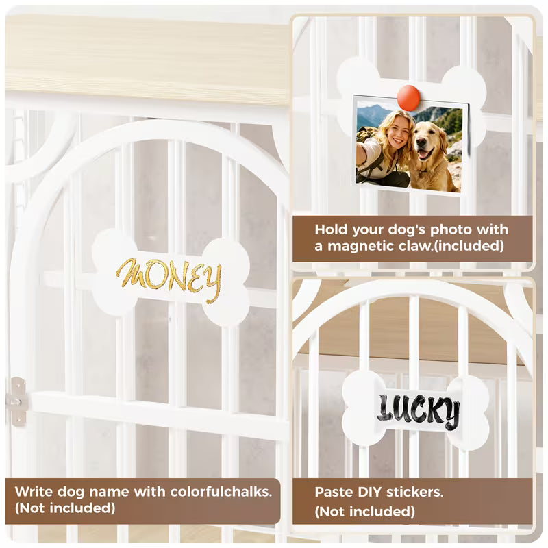Foldable Wooden Dog Crate Furniture with Storage Top