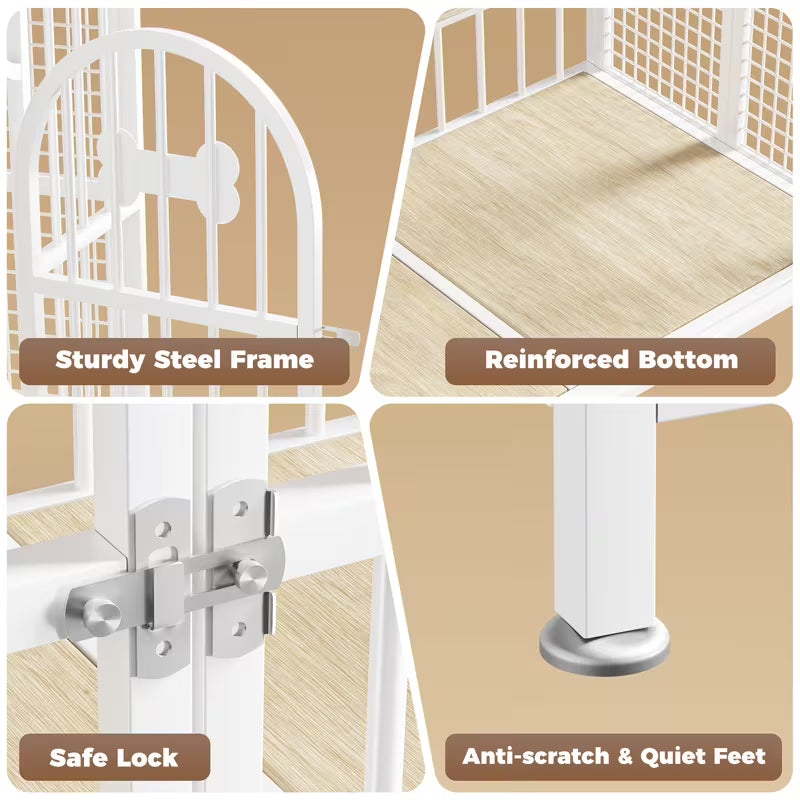 Foldable Wooden Dog Crate Furniture with Storage Top
