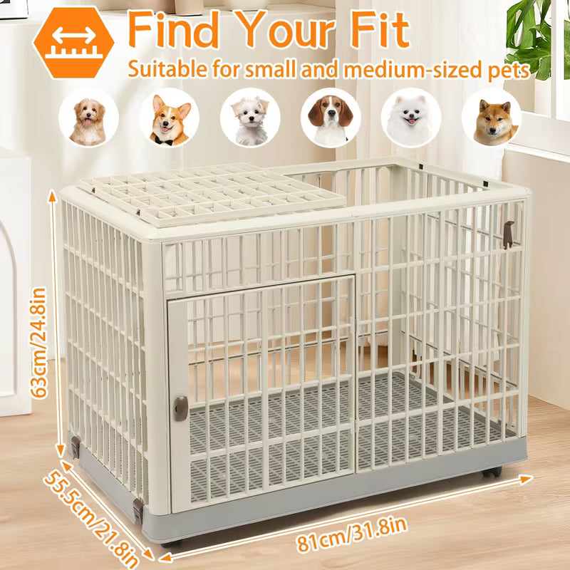 Collapsible Dog Crate with Rolling Door – Portable Kennel