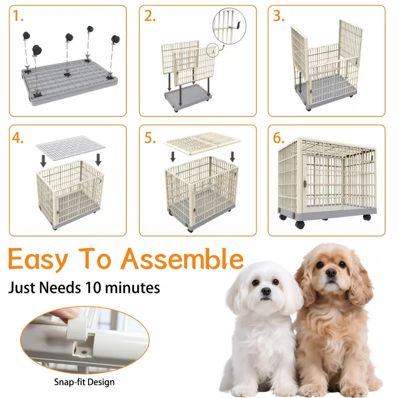 Collapsible Dog Crate with Rolling Door – Portable Kennel