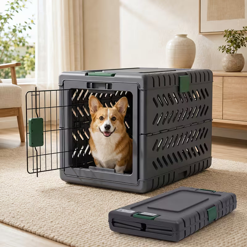 Foldable Dog Crate with Wheels – Portable Travel Kennel