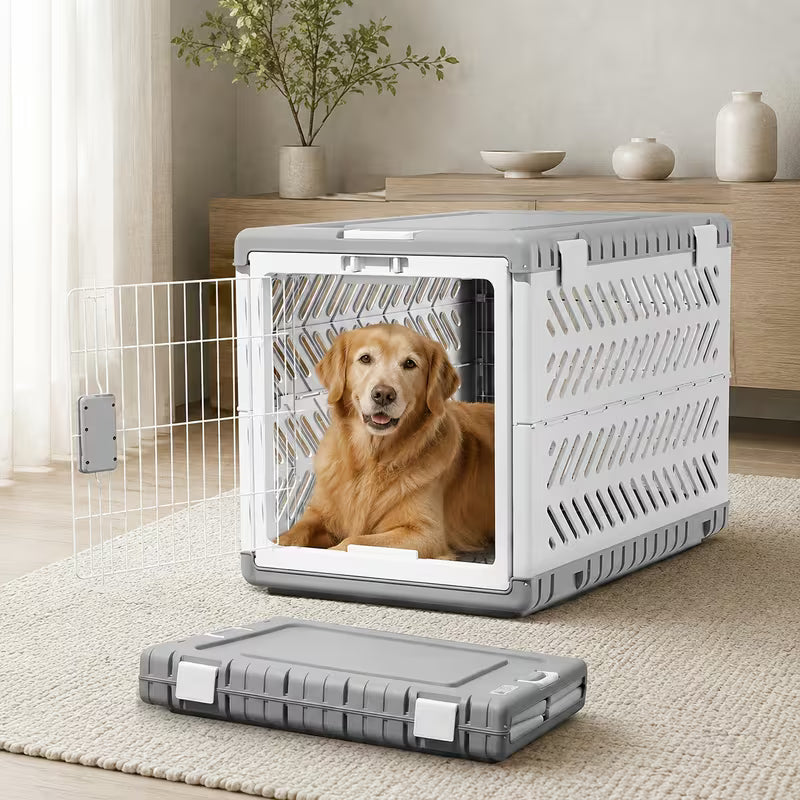 Foldable Dog Crate with Wheels – Portable Travel Kennel