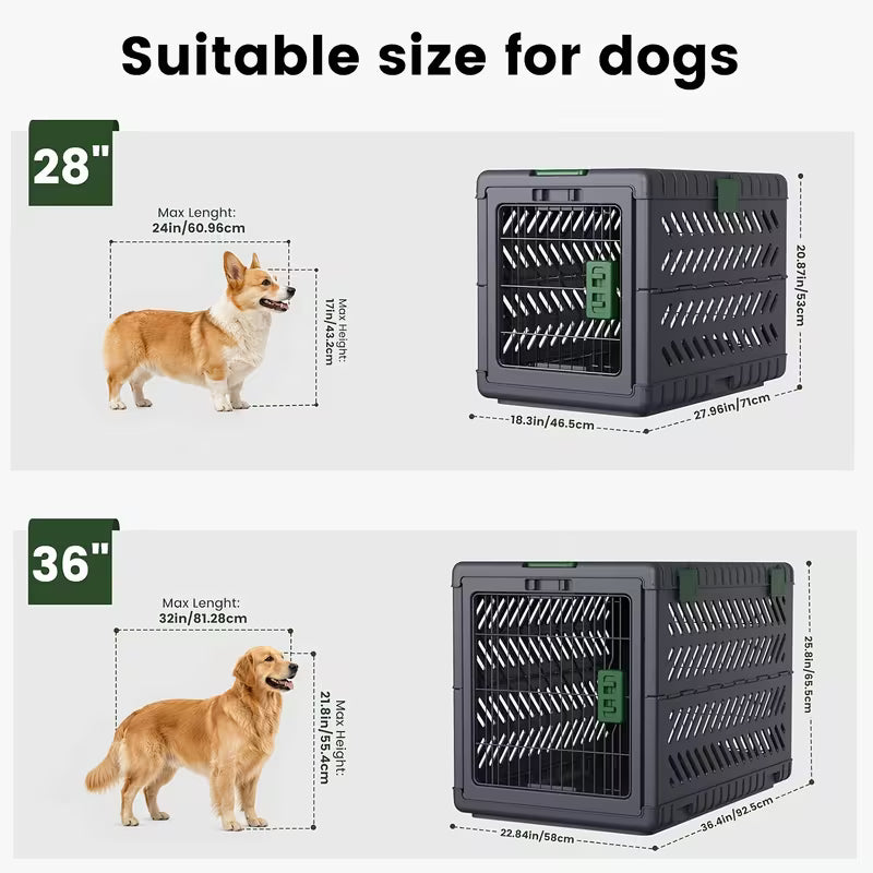 Foldable Dog Crate with Wheels – Portable Travel Kennel