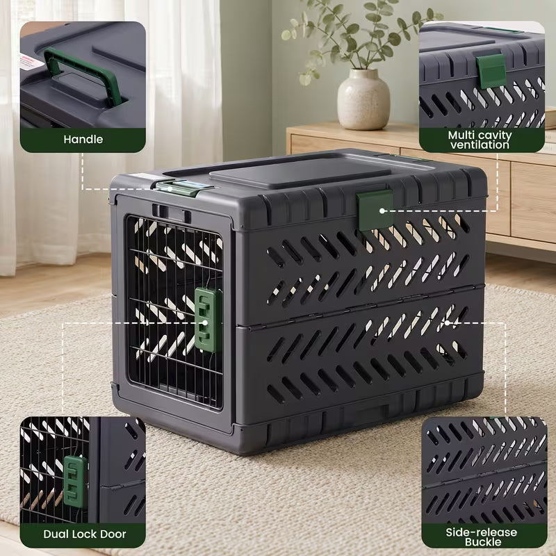 Foldable Dog Crate with Wheels – Portable Travel Kennel