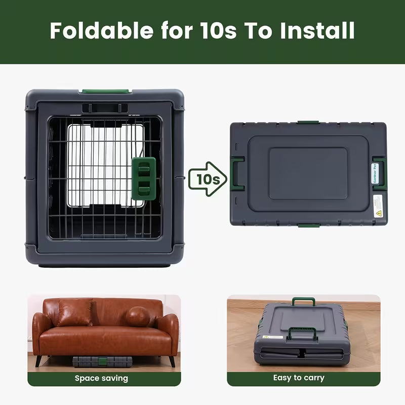 Foldable Dog Crate with Wheels – Portable Travel Kennel