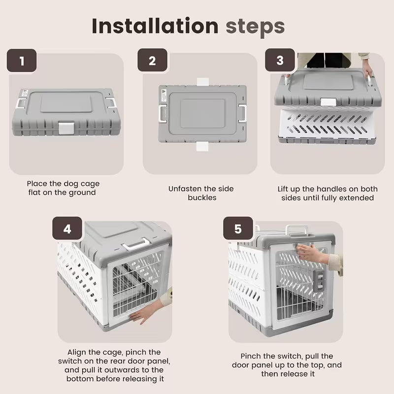 Foldable Dog Crate with Wheels – Portable Travel Kennel