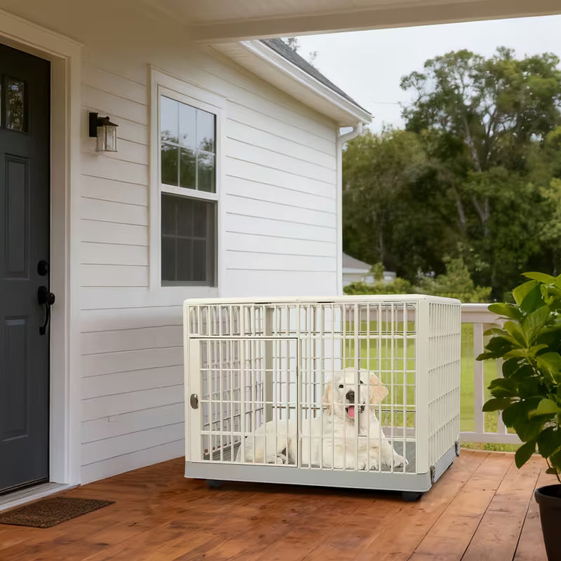 Collapsible Dog Crate with Rolling Door – Portable Kennel
