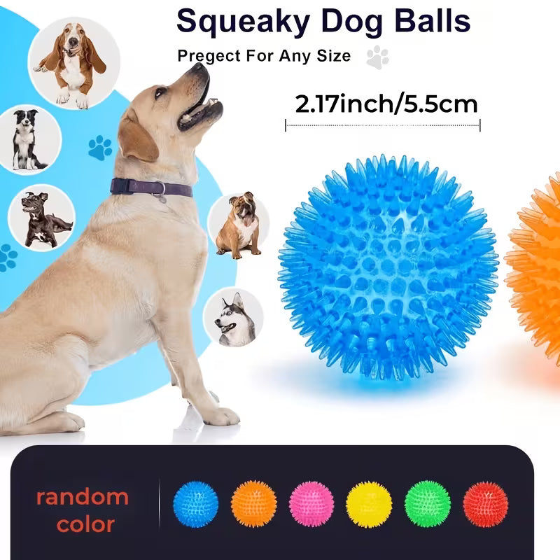 12pcs Durable Dog Toys: Squeaky Balls for Dental Cleaning and Training -