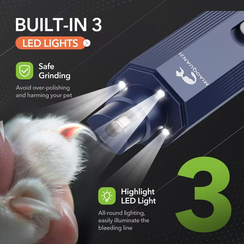 Upgraded Electric Dog & Nail Grinder - Professional 2-Speed - Painless Nail Trimmer with Grinding Wheel,