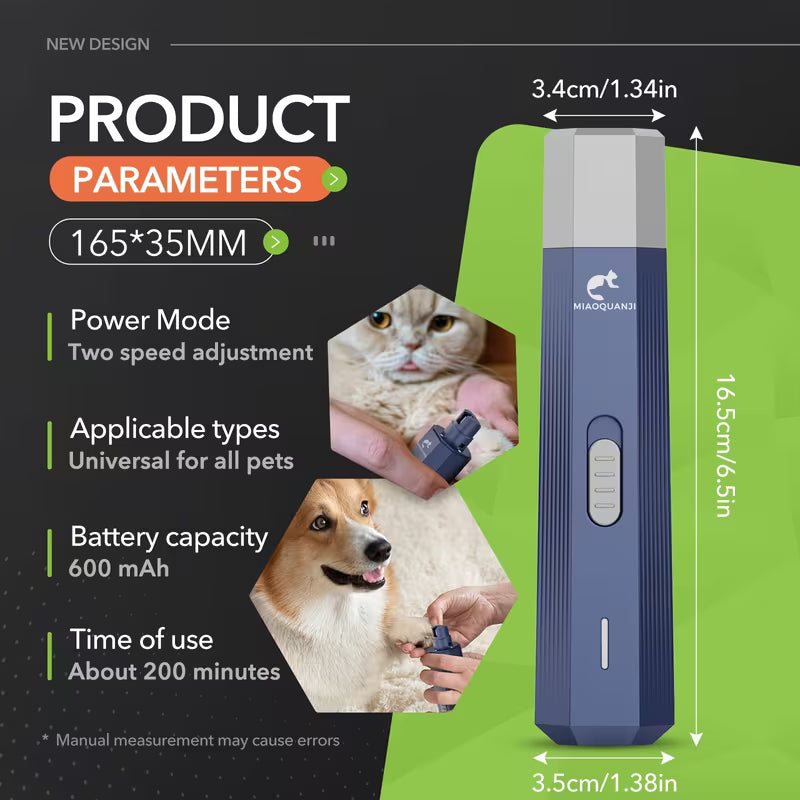 Upgraded Electric Dog & Nail Grinder - Professional 2-Speed - Painless Nail Trimmer with Grinding Wheel,