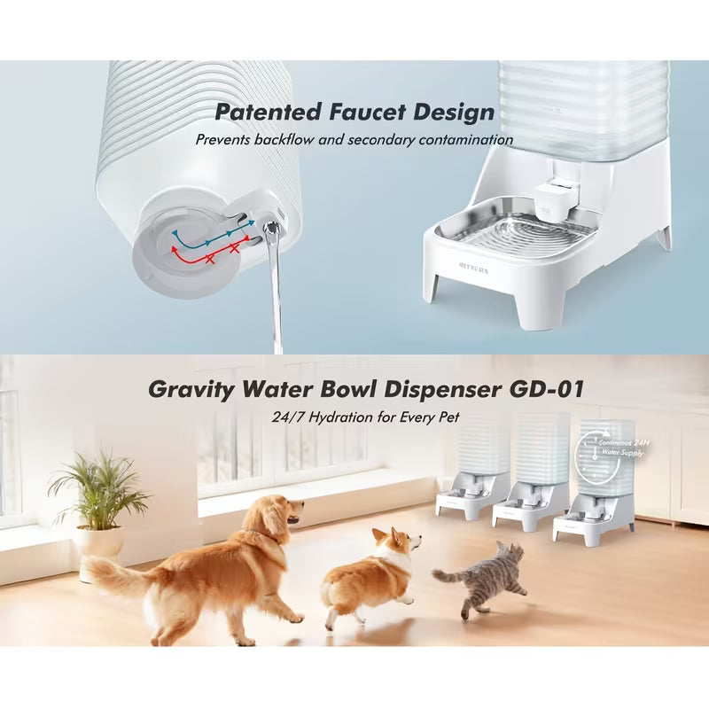 Dog Water Bowl Dispenser with Patented Faucet