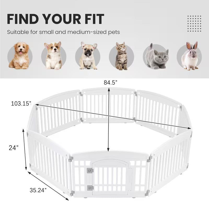 4/6/8 Panel Dog Playpen – 24" Plastic Indoor & Outdoor Pet Fence