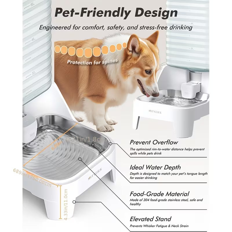 Dog Water Bowl Dispenser with Patented Faucet
