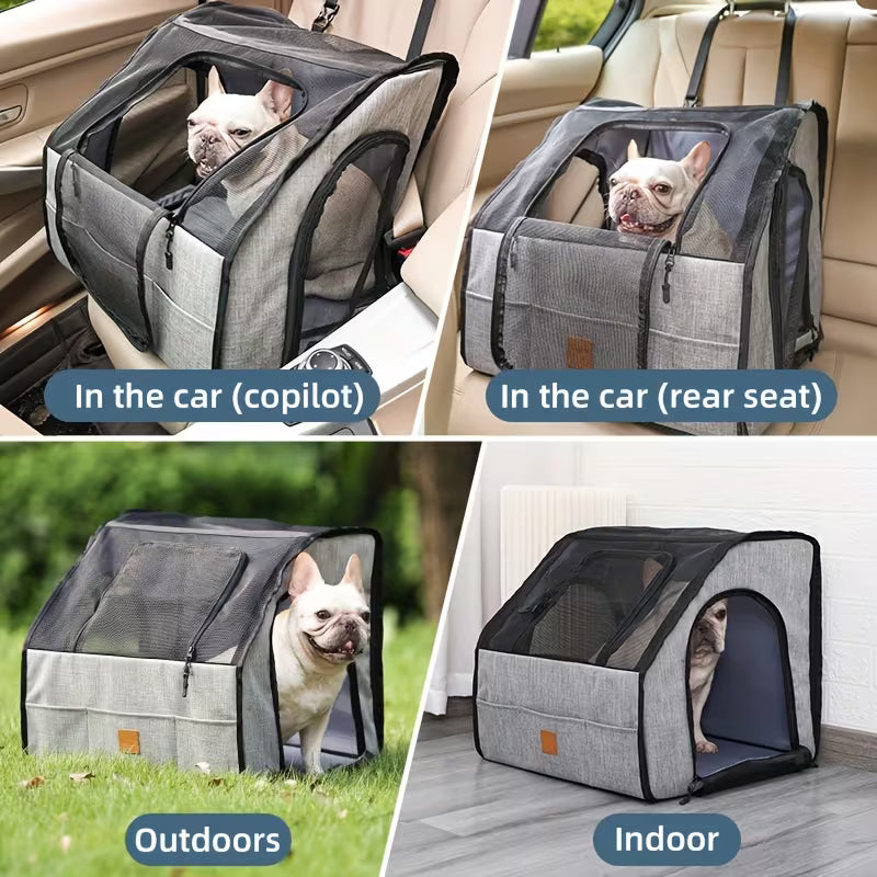 Folding Dog Travel Crate – Portable 3-Door Car & Outdoor Pet Carrier