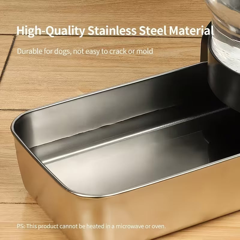 1.06Gal Gravity Pet Feeder & Waterer – Stainless Steel Bowl for Cats & Dogs