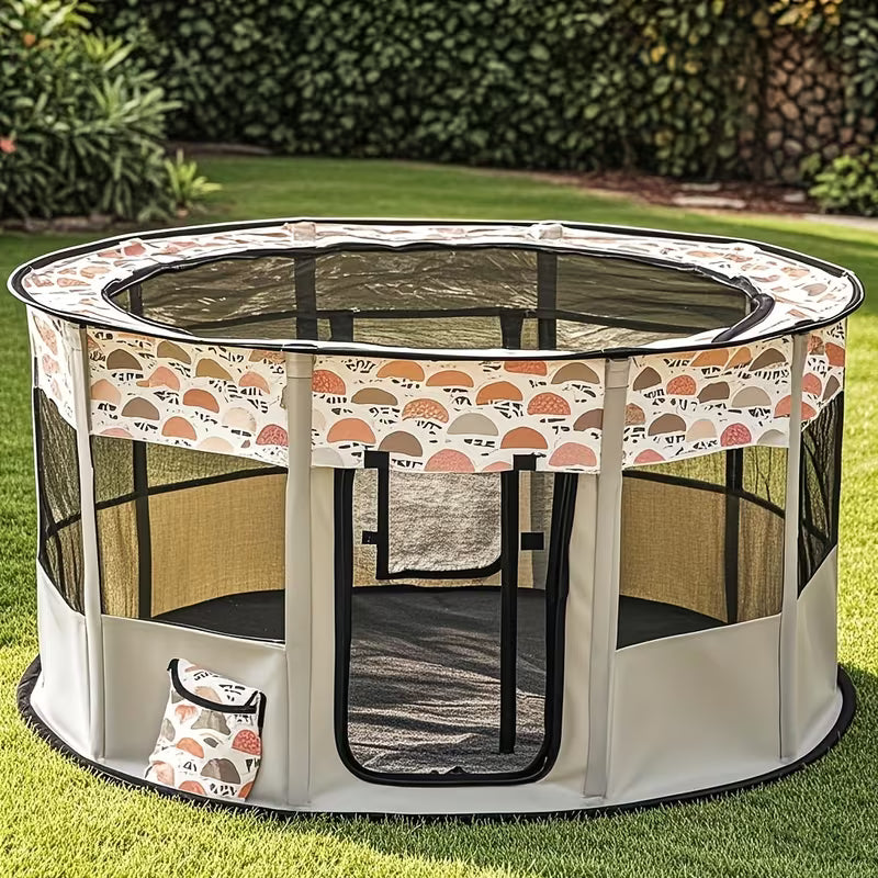 Round Foldable Pet Carrier Tent – Portable Cat & Dog House