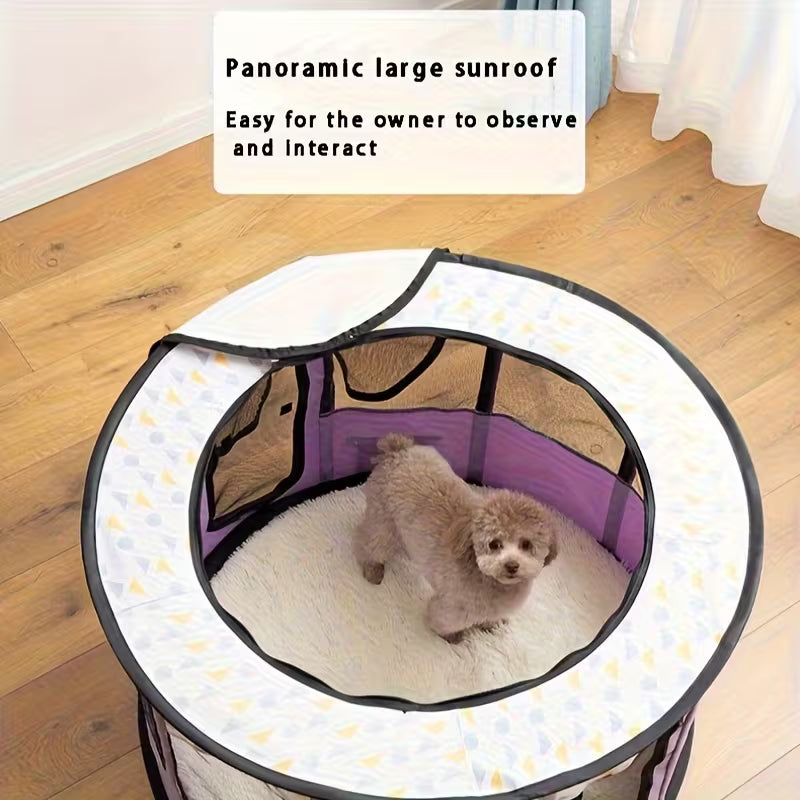Round Foldable Pet Carrier Tent – Portable Cat & Dog House