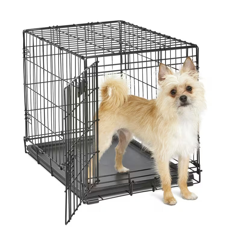 36/42 Inch Double-Door Folding Metal Dog Crate with Divider