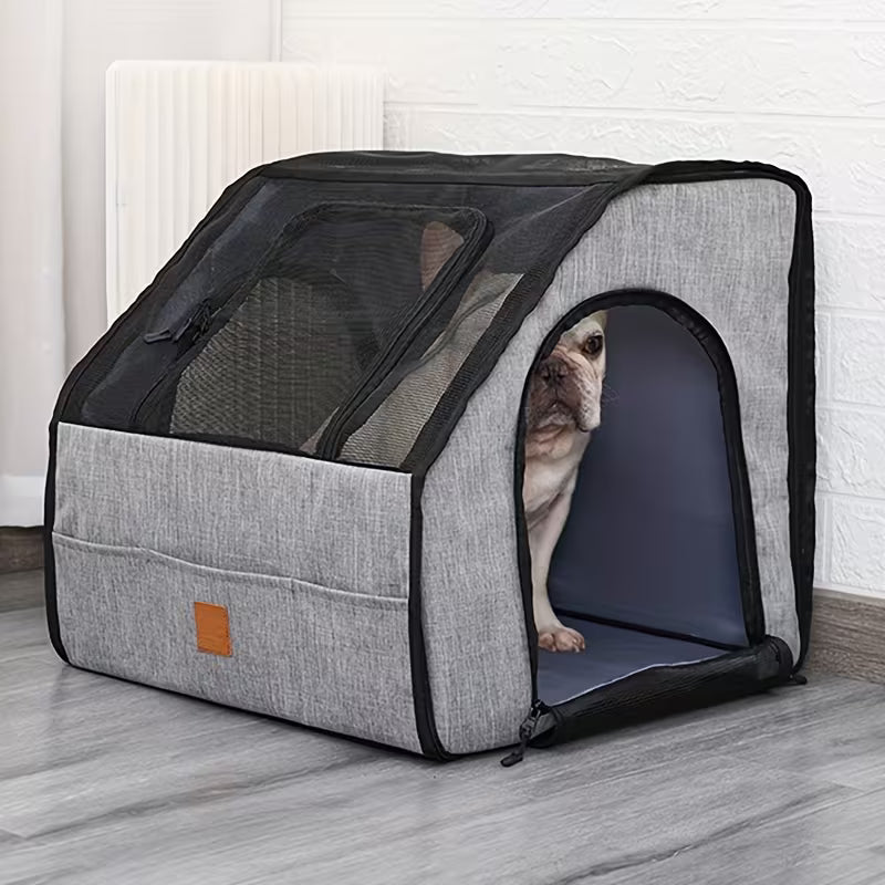 Folding Dog Travel Crate – Portable 3-Door Car & Outdoor Pet Carrier