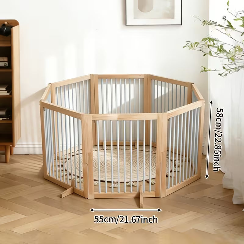Interlocking Solid Wood Pet Fence – 2/3/4/5/7/8 Pcs