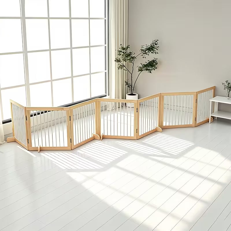 Interlocking Solid Wood Pet Fence – 2/3/4/5/7/8 Pcs