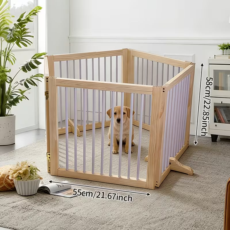 Interlocking Solid Wood Pet Fence – 2/3/4/5/7/8 Pcs
