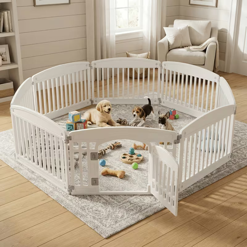 4/6/8 Panel Dog Playpen – 24" Plastic Indoor & Outdoor Pet Fence