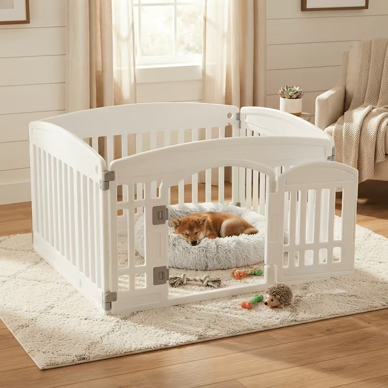 4/6/8 Panel Dog Playpen – 24" Plastic Indoor & Outdoor Pet Fence