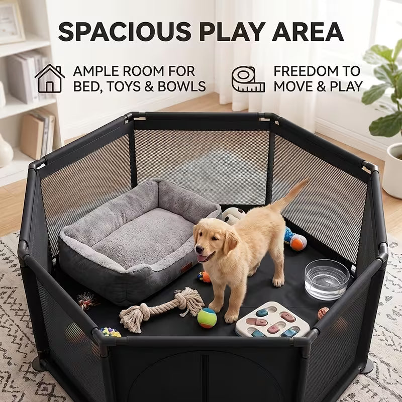 Spacious Fabric Dog Playpen with Door