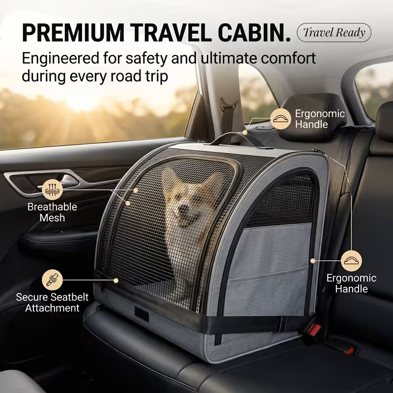 Foldable Pet Travel Carrier – Portable Dog & Cat Car Carrier