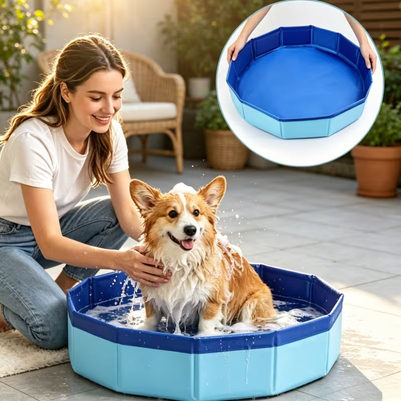 Collapsible Dog Bathing Tub with Cleaning Brush