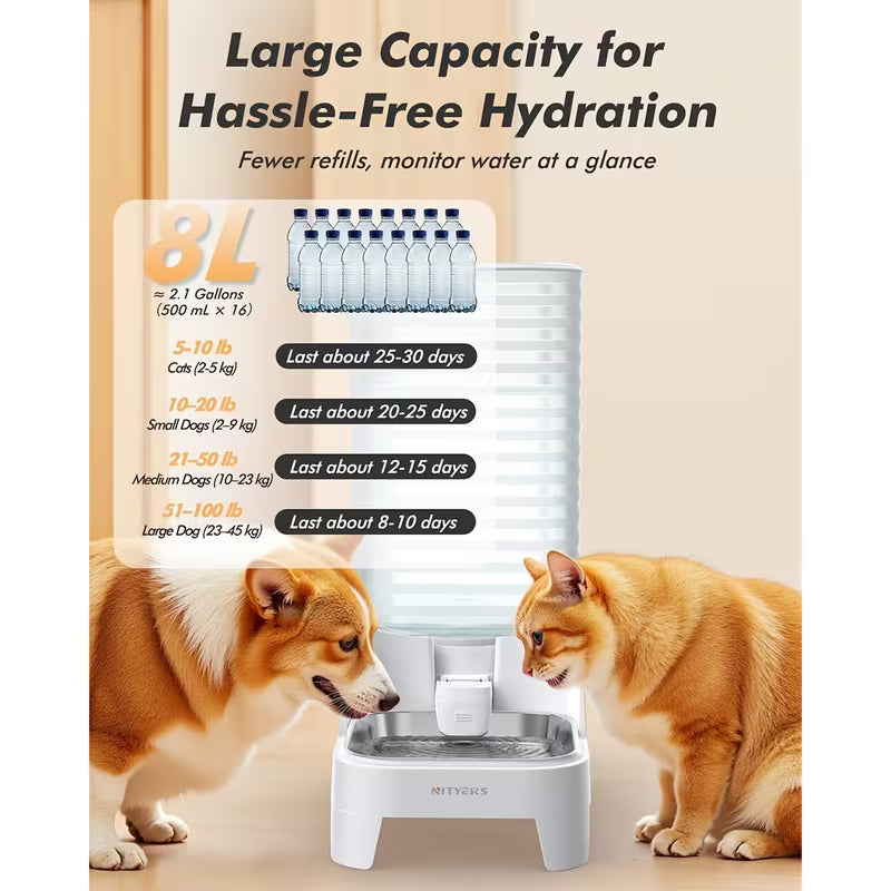 Dog Water Bowl Dispenser with Patented Faucet